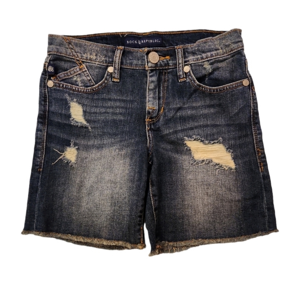 Rock & Republic Bumpershoot distressed Denim Bermuda Shorts